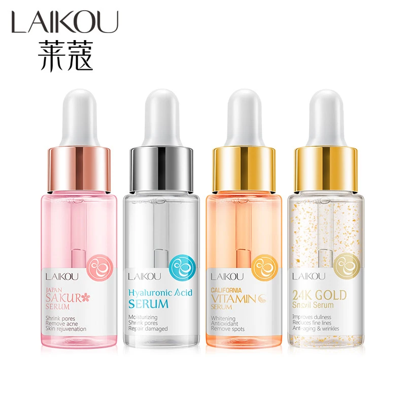 LAIKOU Sakura Vitamin C 24K Gold Face Serum Hyaluronic Acid Shrink Pores Remove Acne Moisturizing Essence Brighten Facial Skin LAIKOU Sakura Vitamin C 24K Gold Face Serum Hyaluronic Acid Shrink Pores Remove Acne Moisturizing Essence Brighten Facial Skin