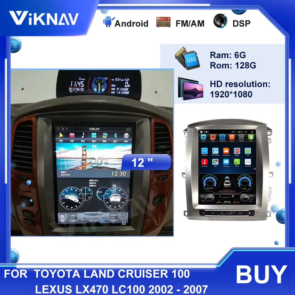 Автомагнитола для Toyota Land Cruiser 100 сенсорный экран Android Lexus LX470 2002-2007 LC100