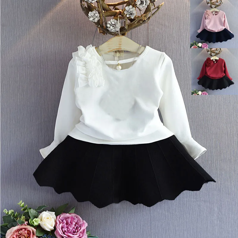 2019-Autumn-New-For-The-Girl-s-Clothes-Suit-Long-sleeved-Shirt-Skirt-2-Piece-Suit (2)