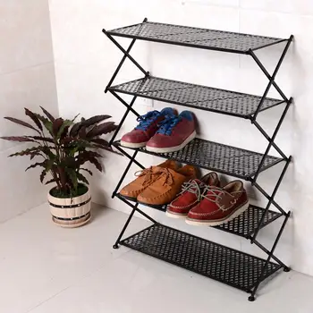 

Iron folding shoe rack home creative four five six layer storage multi-layer simple simple modern living room door shelf