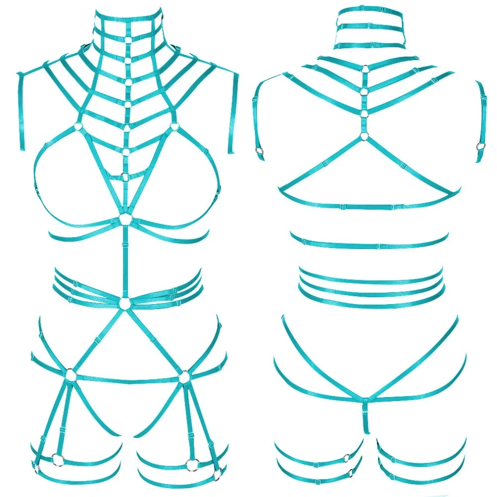 Боди портупея Ремни Набор Панк Топ Bralette грудной Бандаж ремень полюс танец рейв вечерние клетка Сексуальное белье размера плюс ноги