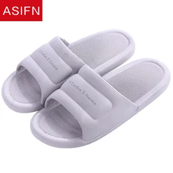 

ASIFN Bath Home Slippers Men Couple Bathroom Plastic Flip Flops Summer Non-slip Indoor Soft Bottom Quick-drying Slides Male