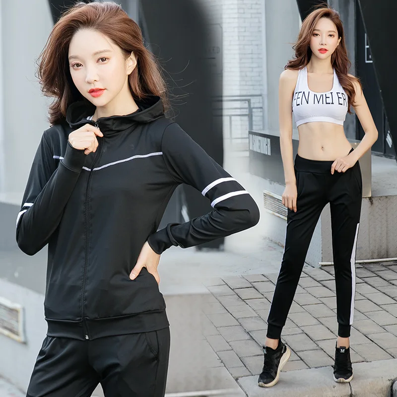 

Korean-style Workout Clothes WOMEN'S Suit Sports Fat Mm Yoga Autumn And Winter Four-piece Set Running Training Suit Running Room
