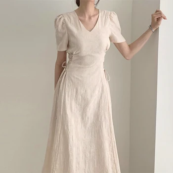 

Long Party Dress Elegant Solid High Waist A-line Dress Maxi Summer Vintage Vestido Longo Chic Retro Vestido De Festa 2020