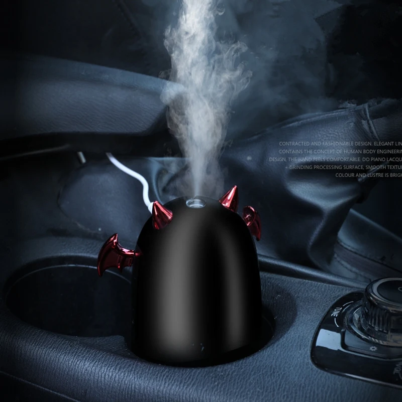 230Ml Ultrasonic Air Humidifier Little Devil Usb Aroma Essential Oil Diffuser for Home Car Mist Maker Color Led Lamp