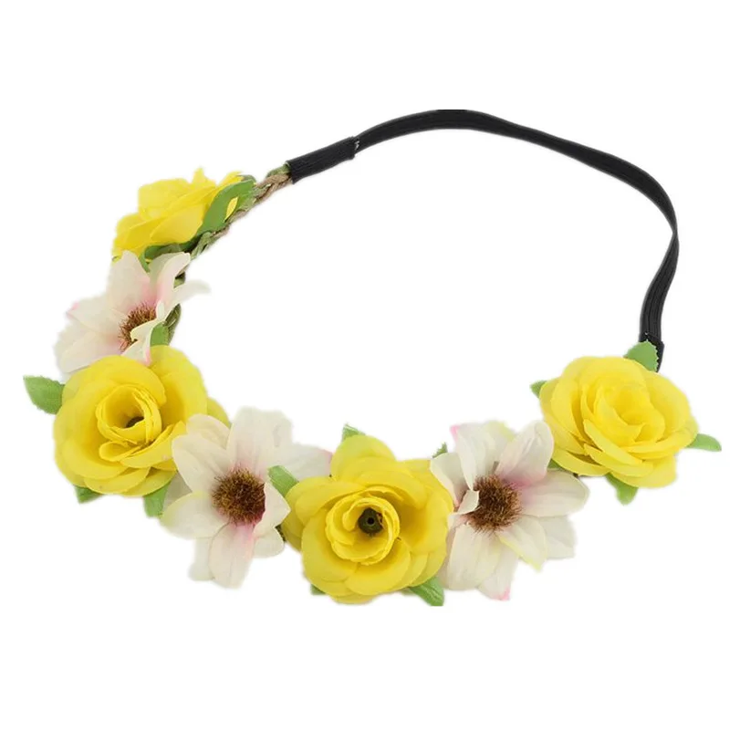 Rose flower headband small fresh photo accessories Bohemian seaside holiday wreath headdress - Цвет: 19-7
