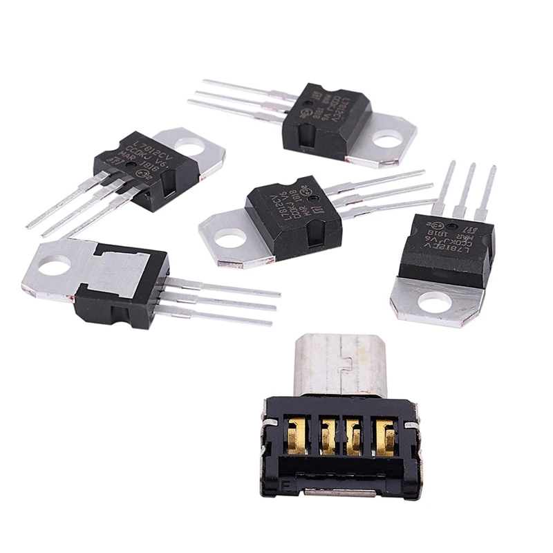 5 шт. в-220 L7812CV 1.5A 12 В регуляторы положительного напряжения и 1 USB OTG адаптер Micro-B Male TO