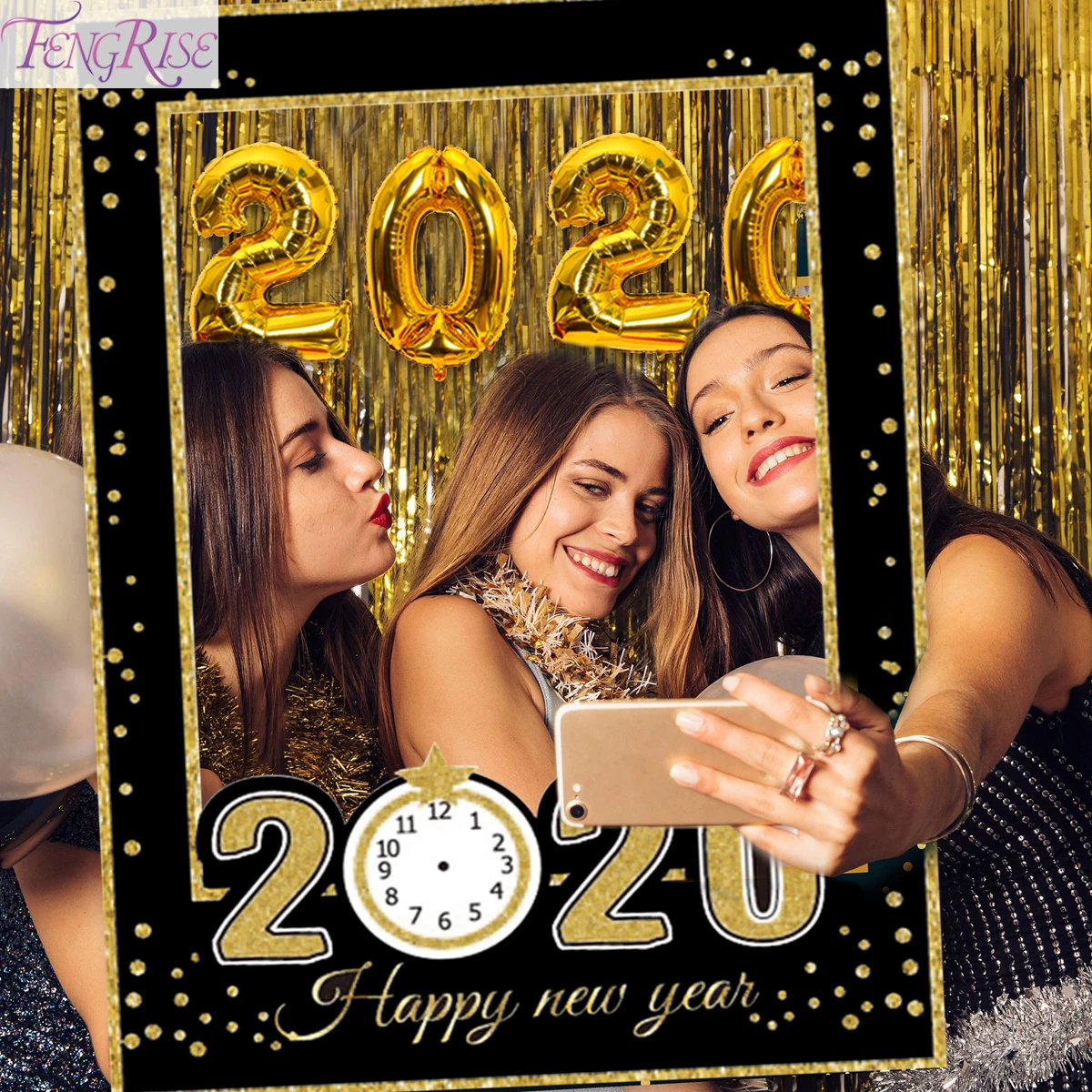 

2020 Happy New Year Balloons Black Gold Tableware Merry Christmas Decoration For Home 2019 Cristmas Decor Table Xmas PhotoBooth