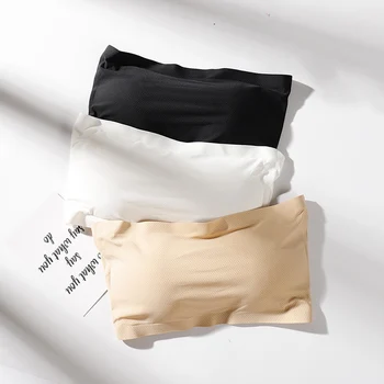 

Newest Ice Silks Women Strapless Sport Casual Bra Wrapped Chest Underwear Breathable Soft Tube Top TY66