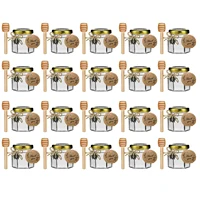 Mini Hexagonal Glass Honey Jars - Small Honey Jars - Honey Jars with Gold Lids for Baby Shower, wedding and Party Favors 1