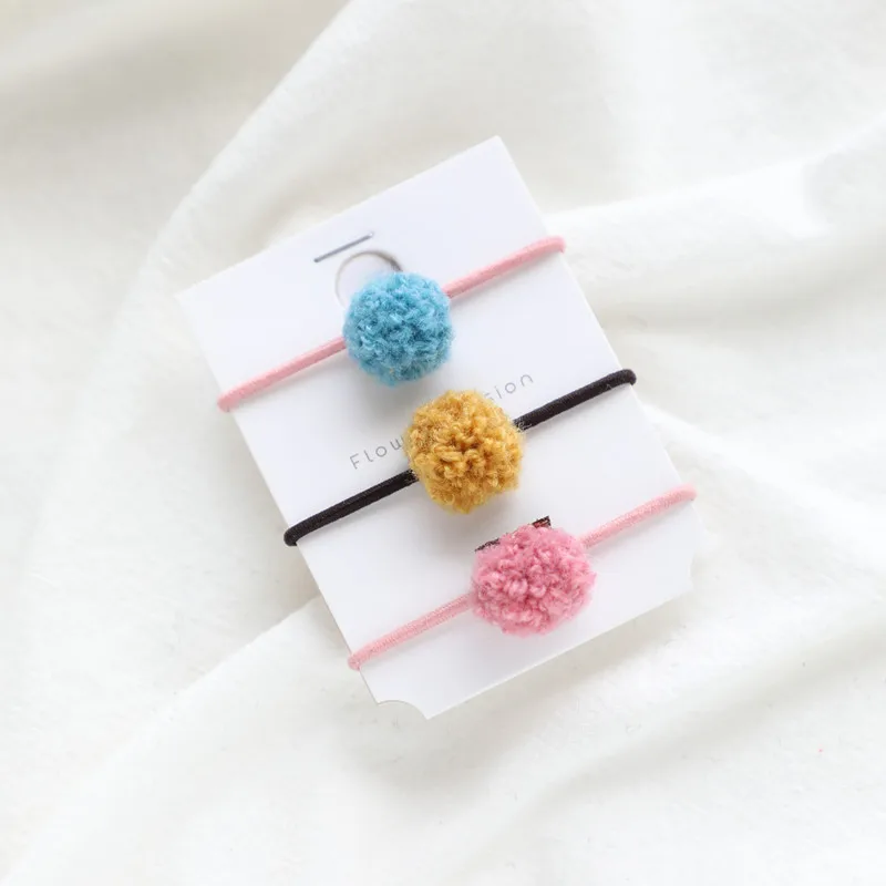 6 ring blue yellow 3 шт./лот помпон детские заколки для волос для девочек снежный шар карамельный цвет ручной работы Элегантные bb заколка аксессуары для волос в Корейском стиле - Цвет: 6 ring blue yellow