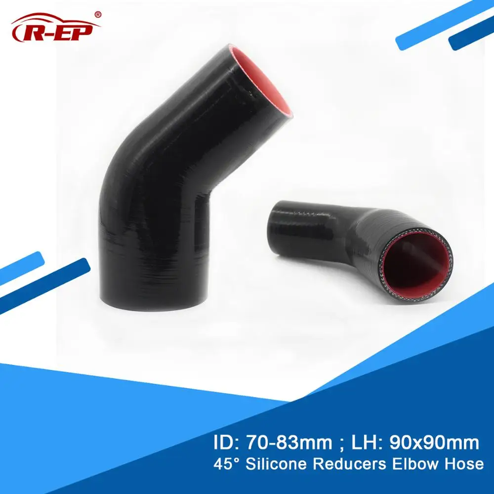

R-EP 45 degrees Reducer Silicone Elbow Hose 70-83MM Rubber Joiner Inter cooler for Cold Air Intake New Silicone High Temperature