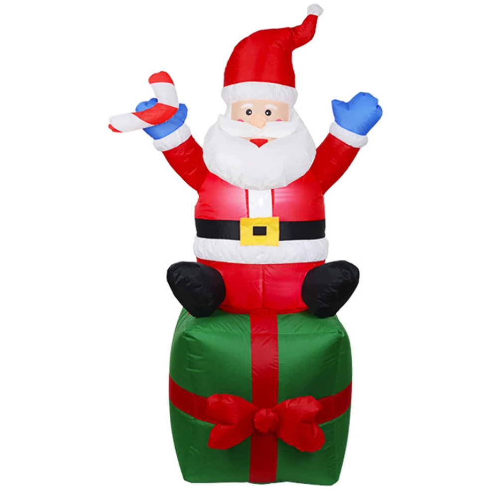 

Giant Inflatable Statue Gift Package Christmas 1.8M Cute Drop Ornaments Inflatables Santa Claus Airblown Santa Claus New Year