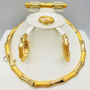 

South Africa dubai jewelry collection large necklace classic fashion shape bracelet earrings ring for women wedding jewelry set