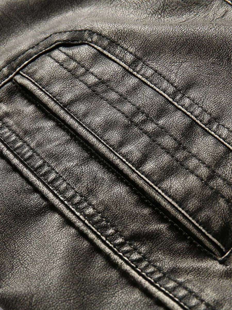 Мужская кожаная куртка размера плюс XL-5XL, винтажная Осенняя зимняя мужская одежда, теплая Повседневная мотоциклетная куртка из искусственной кожи, пальто большого размера s