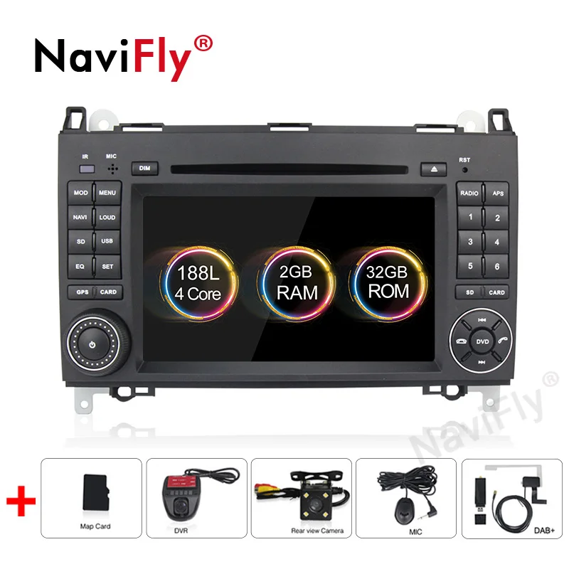 Новинка! 2+ 32G Android 9,1 автомобильный dvd-плеер gps навигация для Benz Sprinter B200 b-класс W245 B170 W209 W169 Viano Vito W639 радио FM - Цвет: dvd camera DVR DAB