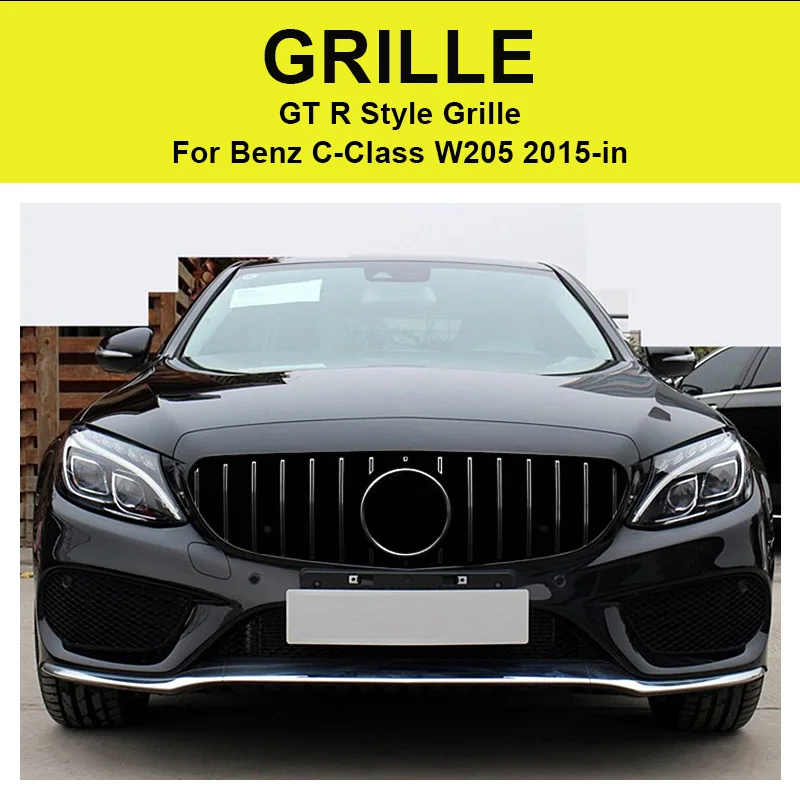 W205 GTS стильная решетка ABS глянцевый черный без знака C-class Sporty C180 C200 C250 C300 C350 Автомобильная Решетка переднего бампера