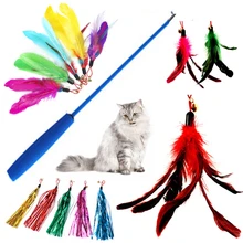 

Interactive Cat Feather Toy Feather Teaser Pet Retractable Feather Bell Refill Replacement Catcher Product for Kitten supplies