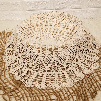 

Round Cotton Handmade Crochet Newborn Floral Vintage Blanket Photo Basket Filler Newborn Baby Photography Shooting Background