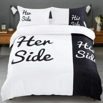 

3pcs Polyester Her Side His Side Printed Duvet Set Quilt Cover Duvet Cover With Pillowcases Without Sheet Without Filler