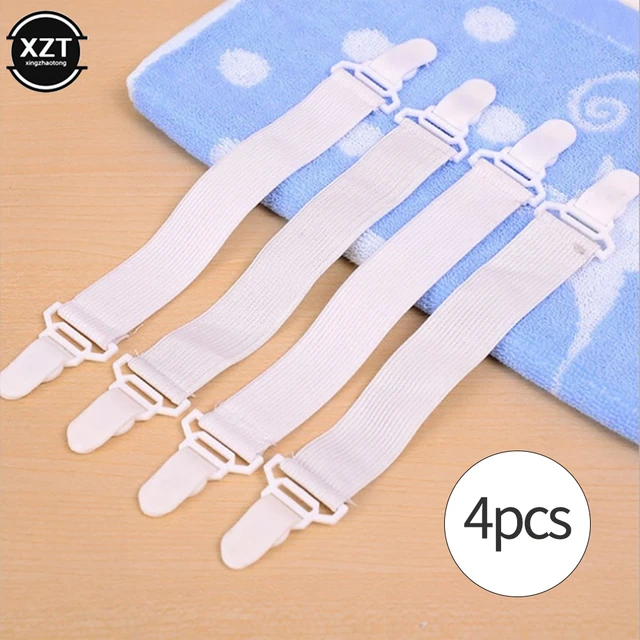 4 Pc Sheet Grippers Bed Mattress Cover Straps Fasteners Elastic