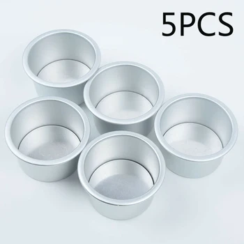 

Baking Cake Pan Moulds Tools Gadget Aluminum Alloy 5Pcs Round Mini Bottom