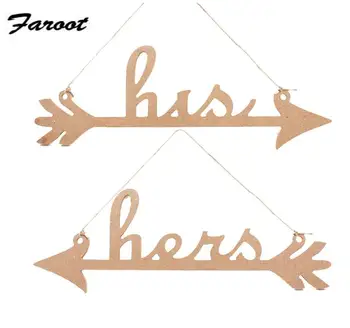 

Wooden Arrow Crafts Signpost Mr and Mrs His and Hers Creative Wedding Decorations Chair Pendant Photo Props Wooden Arrow