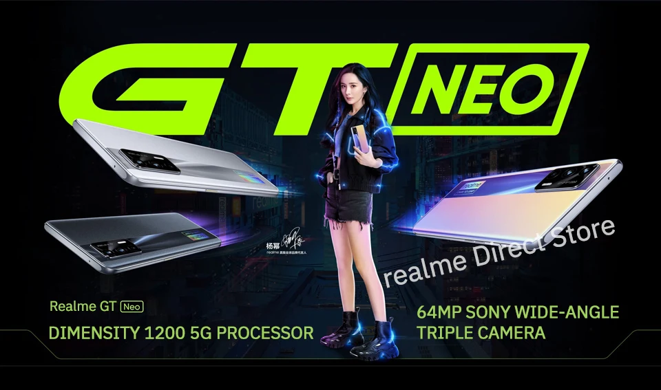 Global ROM Realme GT NEO 5G Dimensity 1200 SmartPhone 6.43 Inch 120Hz Super AMOLED 64MP 4500Mah 50W Flash Charger 8gb ram ddr4