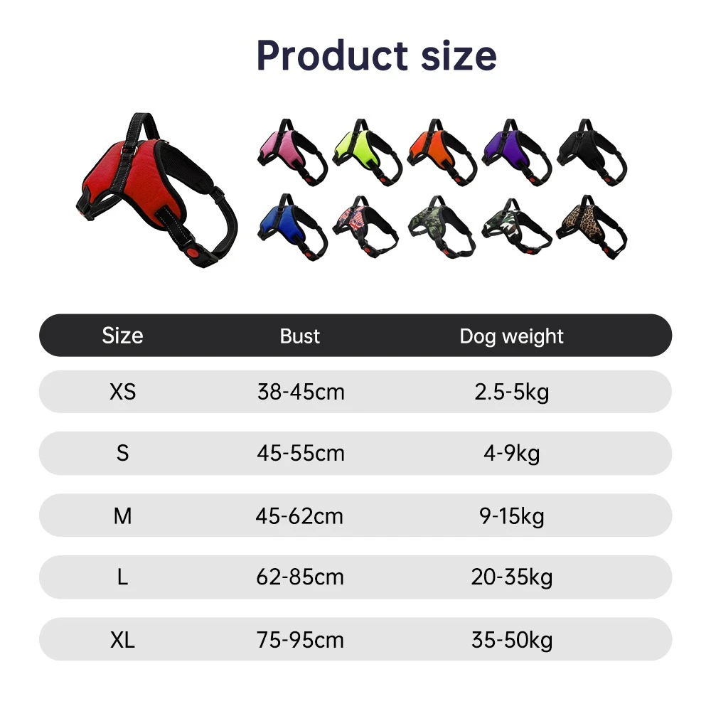 Durable Reflective Pet Dog Harness For Dogs Adjustable Big Dog Harness Pet Walking Harness For Small Medium Large Dogs Pitbull