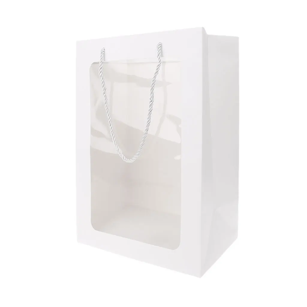 

Tote Gift Paper Bag With PVC Transparent Window Creative Birthday Wedding Party Flower Bags