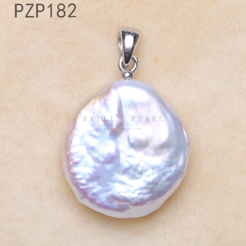 BaroqueOnly Natural Pearl Slide Pendant Different Shape Freshwater buttons Pearls 925 Silver Sterling flat pendant gifts pendant necklace silver necklace