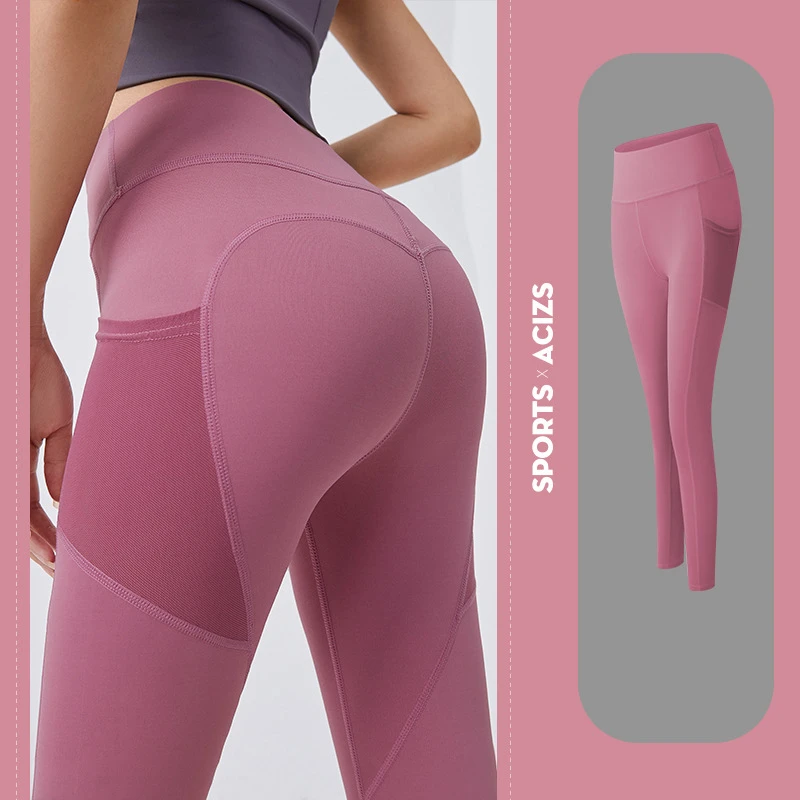 Women Gym Shorts Women High Waist Lifting Push Up Tight Sports Leggings Phone Pocket Jogging Running Fitness Yoga Shorts Pant