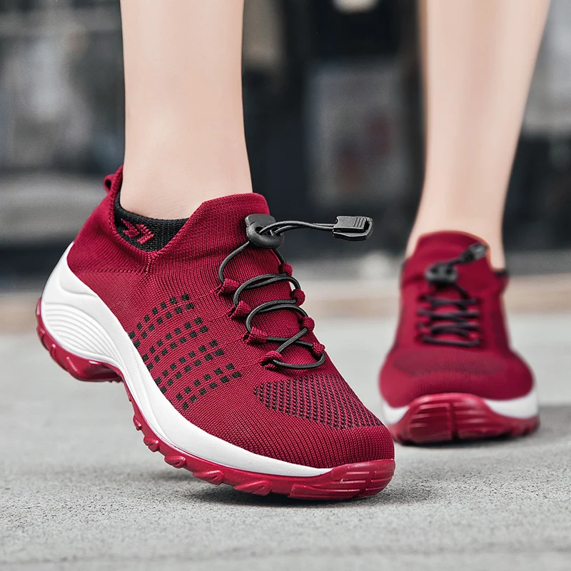 Brand Sport Shoes Women Toning Shoes Black Outdoor Mesh Platform Wedge Sneakers Fashion Shape Breathable Thick Sole Sneakers