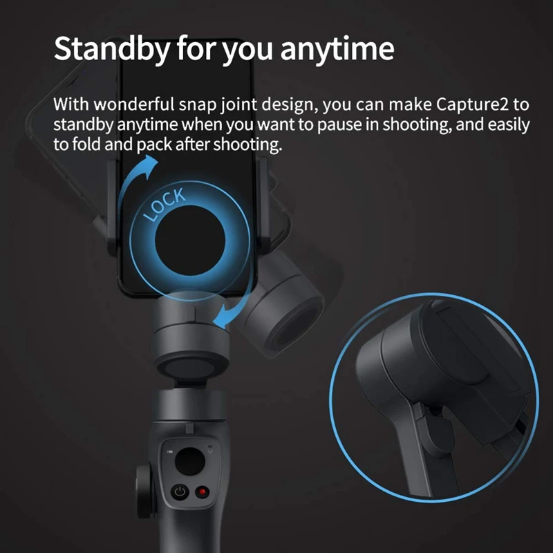 Capture 2 3-Axis Handheld Gimbal Stabilizer for Gopro 4 5 6 7 Action Camera Ios Andriod Smartphone
