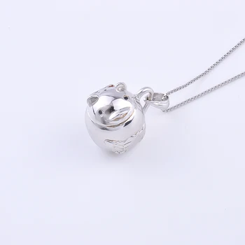 

925 Sterling Silver Cartoon Pig Round Drum Necklaces For Women Cute Pet Collection Pendants Kids Fashion Jewelry Gifts