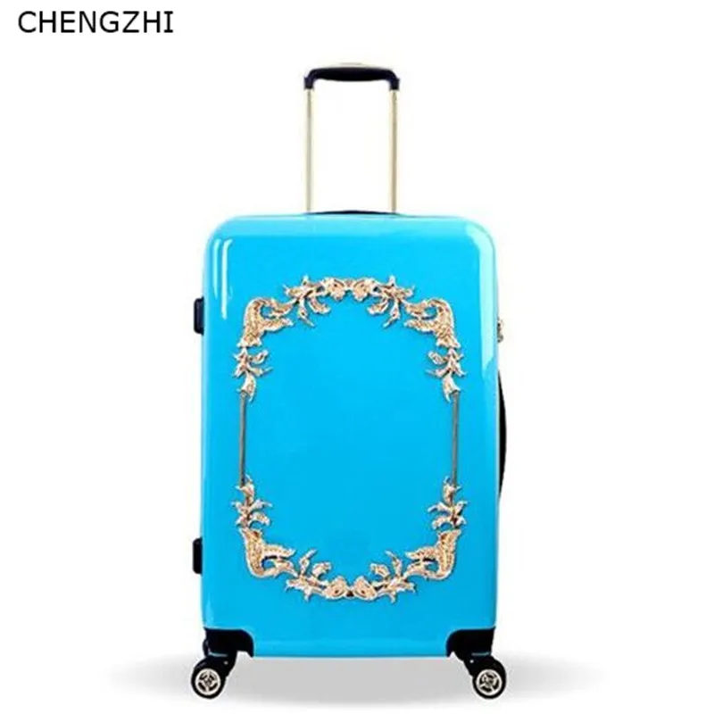 CHENGZHI, 20 дюймов, 24 дюйма, Ретро стиль, Женский багаж на колёсиках, набор, тележка, Дорожный чемодан, Спиннер, пароль, багаж с косметической сумкой