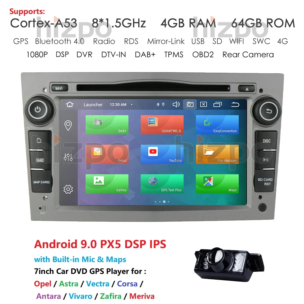  Hizpo DSP IPS 4G 64G Car Multimedia Player 2 Din Android 9.0 Car DVD GPS For Astra Meriva Vectra An