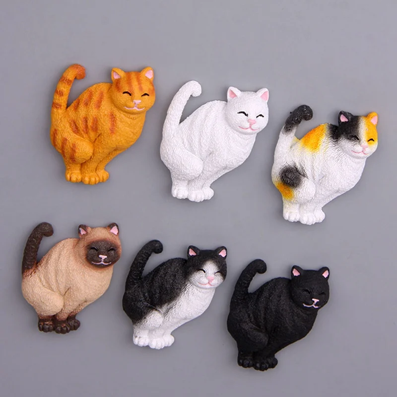 Улыбающаяся кошка магниты на холодильник мультяшный котенок фигурка животного белая доска наклейка магниты на холодильник Детская игрушка украшение дома