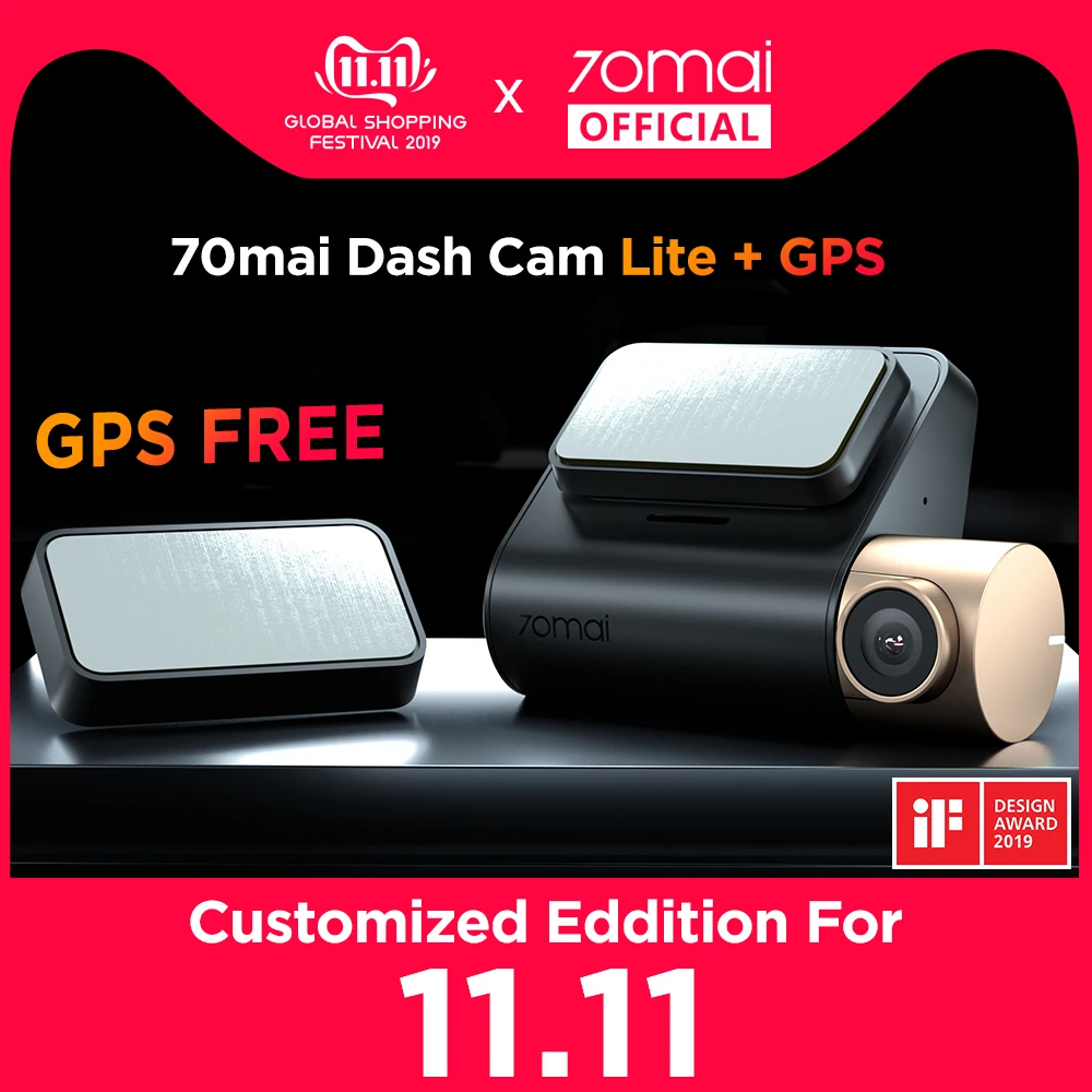 Международный автомобильный видеорегистратор 70mai 1080P HD Smart Dash board 70mai Lite камера приложение управление вождения рекордер 140 FOV gps скорость камера - Color Name: GPS n Lite For 11.11