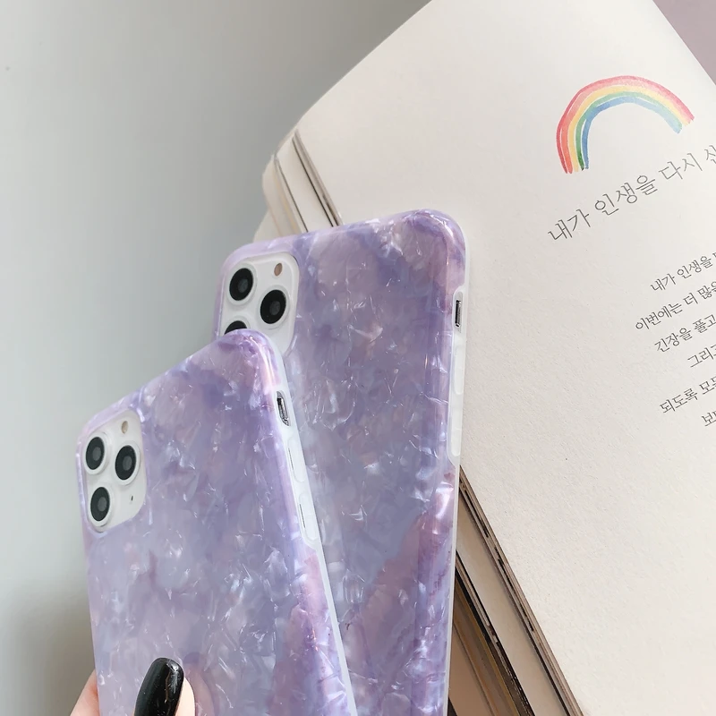 Модный Корпус Раковины фиолетовый мраморный чехол для телефона для iphone 11 11Pro Max 6S X 6 7 8 Plus XR XS Max задняя крышка Роскошный чехол s Coque