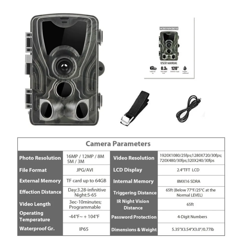 Suntekcam HC-801A новейшая охотничья камера 16MP 32GB Trail камера IP65 фото ловушки 0,3 s время триггера 850nm Дикая камера ловушка