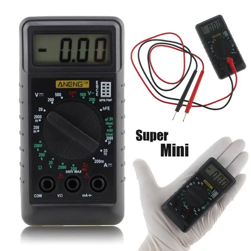 

DT182 Digital Multimeter with Test Leads Pocket Portable AC/DC Voltage Electronic Meter Equipment Multimeter