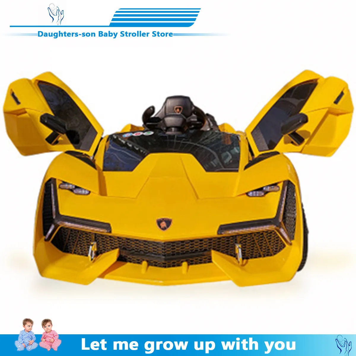 

Children's electric car four wheeled double car with remote control baby car 1-3 toys with remote control Can ride vehicles