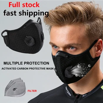 

NEW Dust masks Filter Bicycle PM 2.5 Activated Carbon Breathing Valve Masks With 2 Filter Cycling Face Masks Anti-Pollution