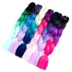 Allaosify 24 ''100 г/шт. синтетические Омбре плетение волос крючком Джамбо оплетки для наращивания волос белый/черный женский розовый фиолетовый