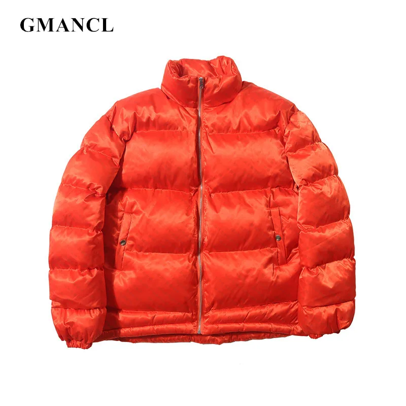 

Winter thickening cold Streetwear men letters Reflective print Parkas Jacket Standing collar Thick warm Casual Padded Outwear