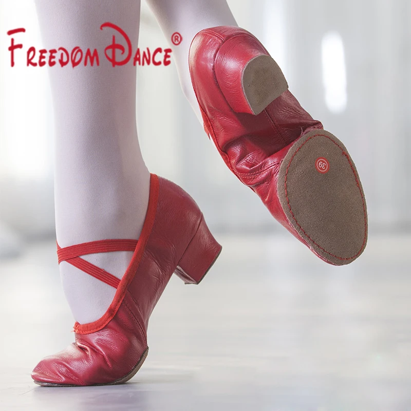

Genuine Leather Slip on Stretch Jazz Ballet Dance Shoes for Girls Women 5 Colors Pink Red Tan White Dancing Sneakers Yoga Shoes