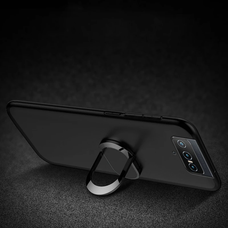 Asus ZenFone 7 Pro Case Luxury Soft Black Silicone Magnetic Car Holder Ring Phone Cover for Asus ZenFone 7 Pro ZS671KS Fundas 4