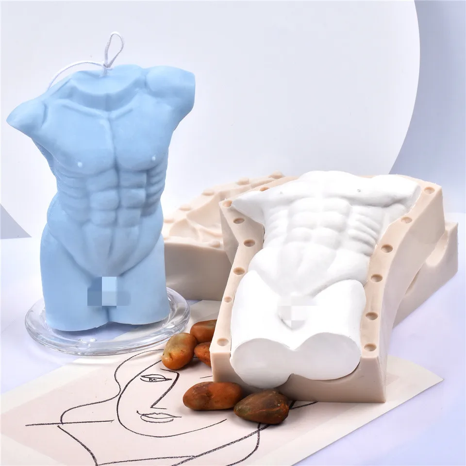 Human Body Silicone Candle Mold Muscle Height14.6cm Decoration Aromatherapy Fondant Making