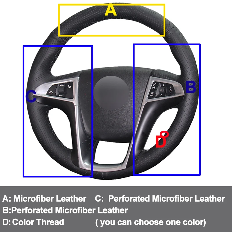 Автомобильный чехол на руль для Buick Lacrosse 2010 2011 2012 2013 Regal 2011-2013 Chevrolet Equinox 2010-2013